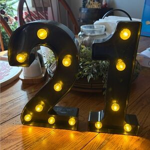 Illuminated Black LED Number 21 Party Light